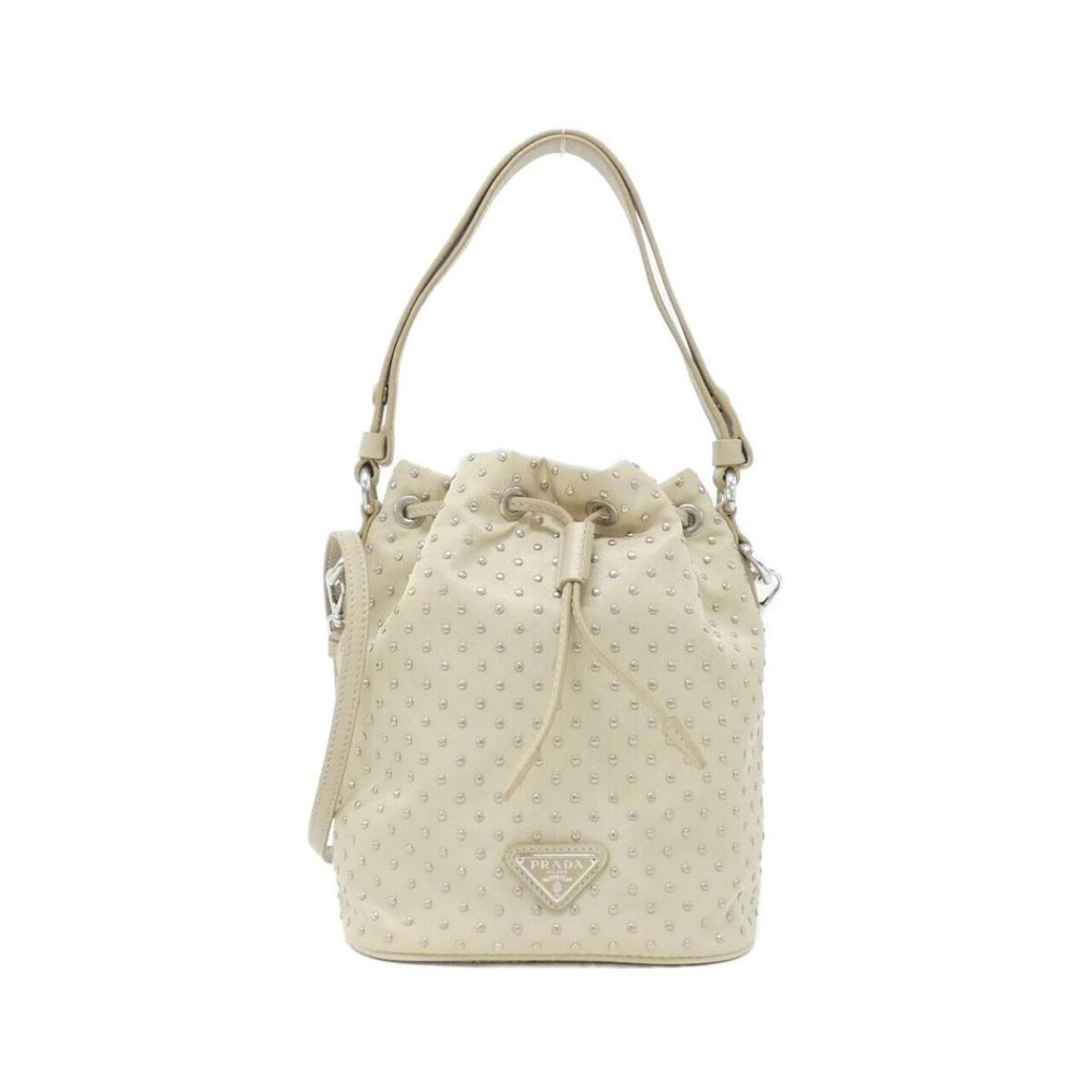 Prada bucket handbag studded Desert beige Cream
